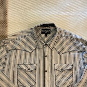 Western Style Striped Casual Button Down Shirt